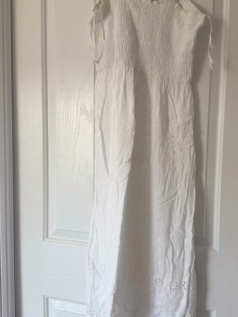 Jessica Simpson White Maxi Sundress with Eyelet Hem
